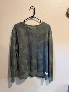 Women's Olive Green Printed Crewneck Sweatshirt